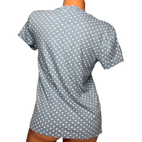 Lucky Brand Polka Dot Top Womens Grey White Short Sleeve Pullover Tee Size S - Picture 2 of 8
